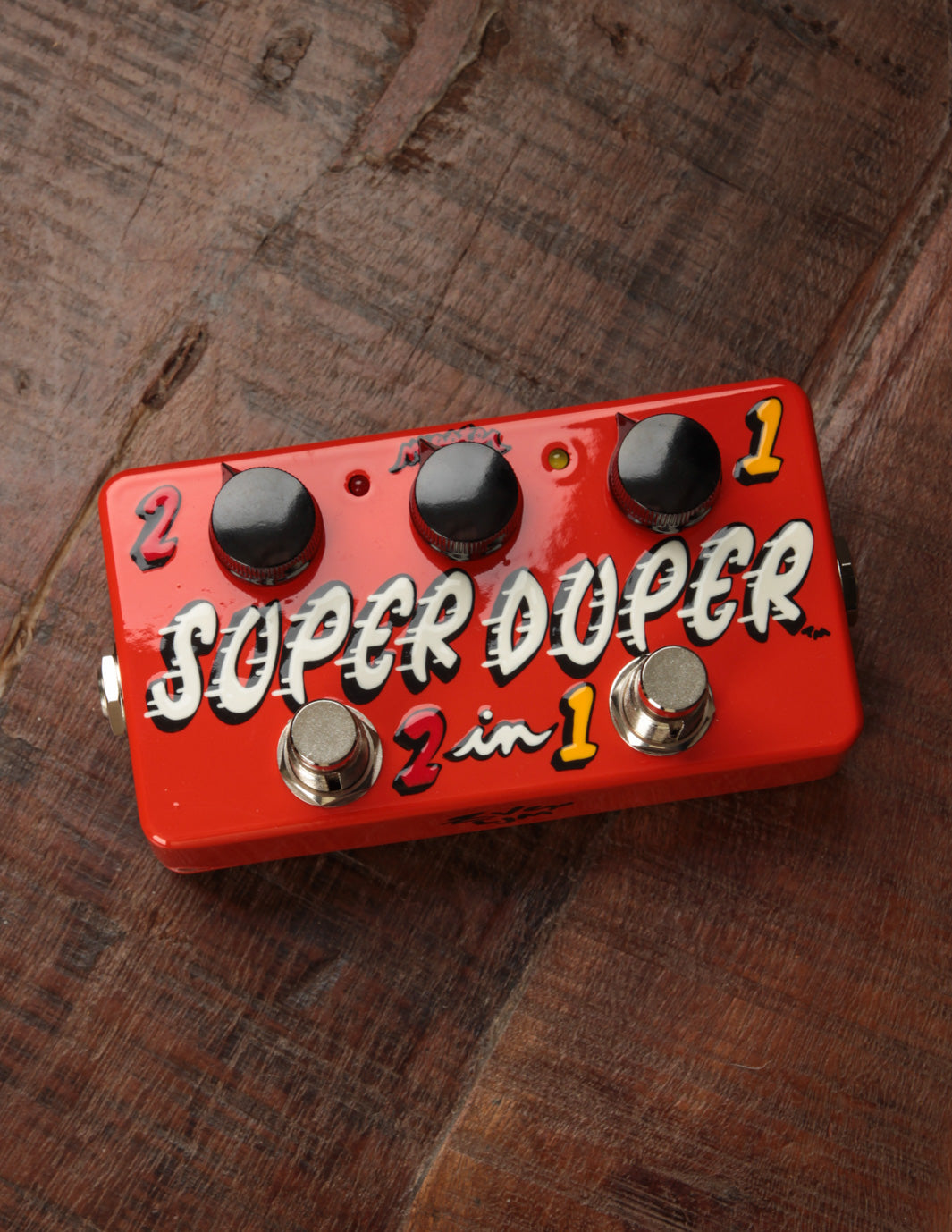 hand painted guitar pedals Zvex Effects Hand-Painted Super Duper 2-in-1 Boost and Overdrive