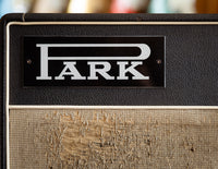 Park guitar amplifier, close up of logo