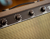 Close up of controls on Fender amplifier