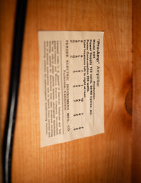 Label inside guitar amplifier