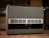 Guitar amplifier back with a blurred background