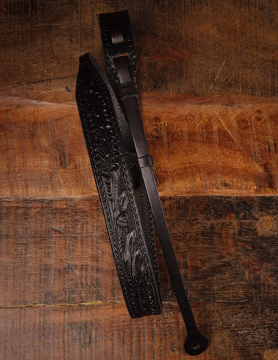 El Dorado Mandolin Tooled Leather Strap Black