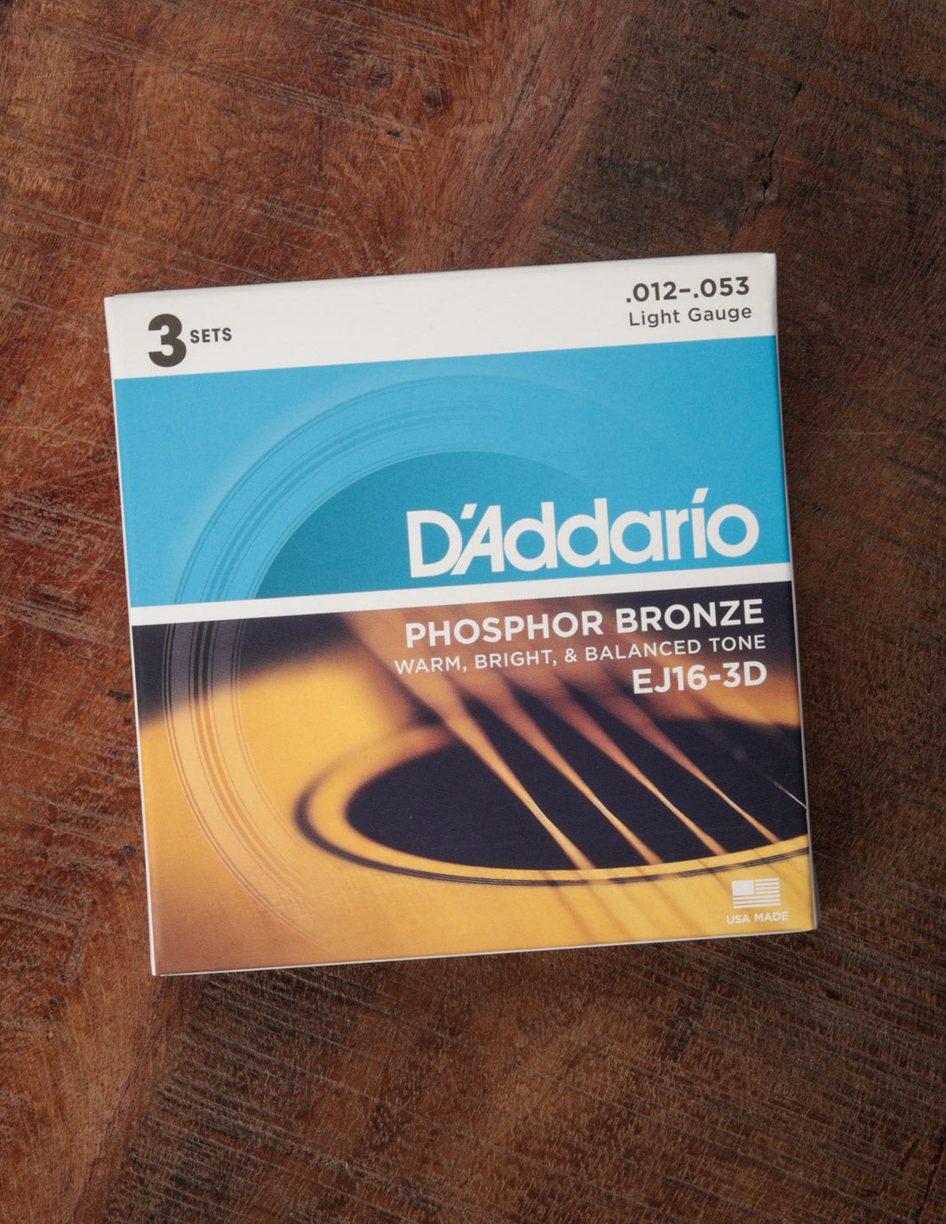 D'Addario EJ16 Phosphor Bronze .012-.053 Light 3-Pack