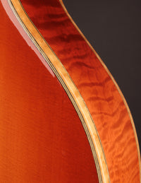 Close-up of a guitar's binding and purfling.