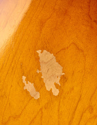 Close up of wear on the back of a 1961 Sunburst Gibson ES-335TD