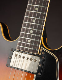 Close-up of the neck pickup on a 1961 Sunburst Gibson ES-335TD