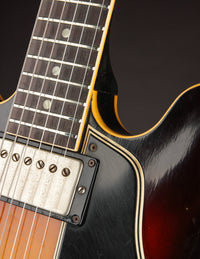 Close-up of neck pickup on a 1961 Sunburst Gibson ES-335TD
