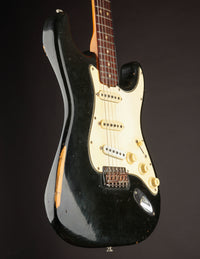 Side view of Black 1968 Fender Stratocaster
