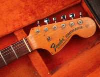 1968 Fender Stratocaster headstock in it's original hardshell case with orange interior