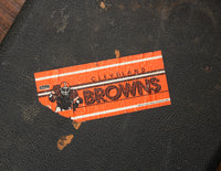 Cleveland Browns sticker on a vintage Fender guitar case