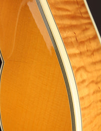Close up of binding on an archtop guitar