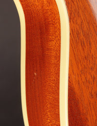Close up of binding on an electric guitar 