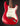 1964 candy apple red Fender Stratocaster electric guitar with a white pickguard on a dark background