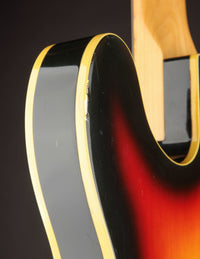 Close up of upper bout on 1968 Telecaster Custom with sunburst finish 