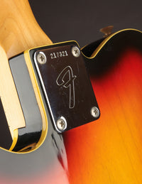 Close up of neck plate on a Sunburst 1968 Telecaster Custom