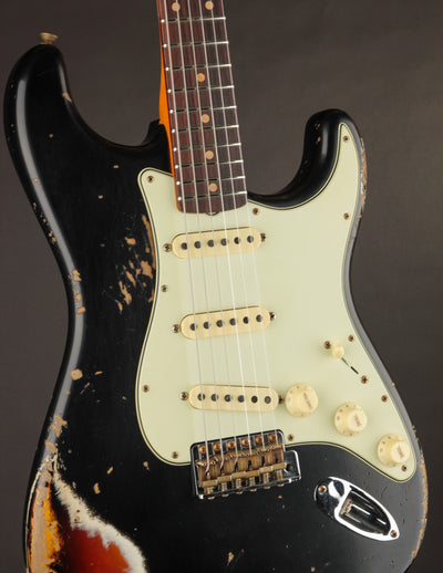 Fender Custom Shop '60 Stratocaster Aged Black/3-Tone Sunburst Heavy Relic