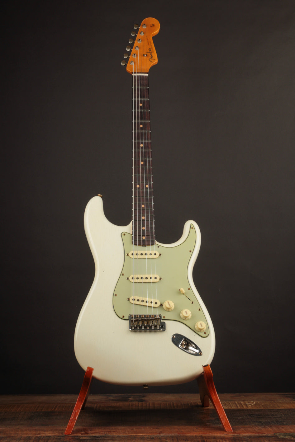 64 Stratocaster: Aged Olympic White at The Music Emporium