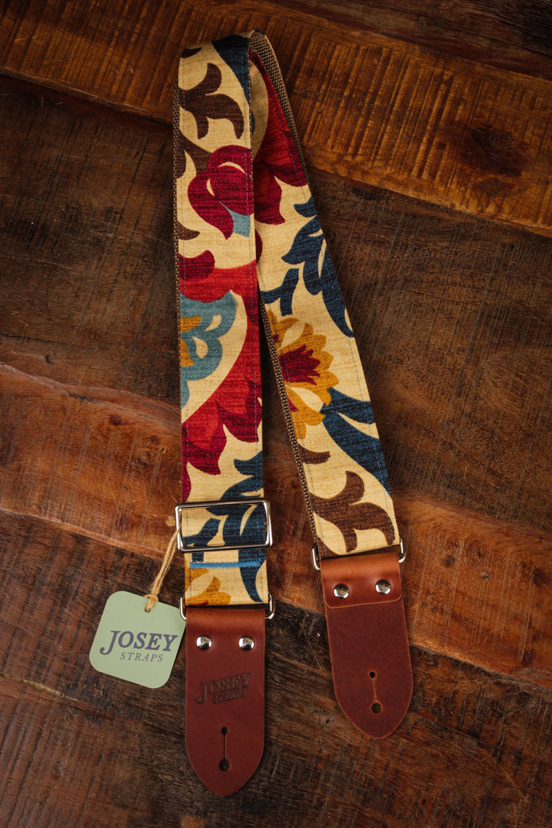 Josey Straps Aunt Ruby Guitar Strap w/Saddle Brown Ends