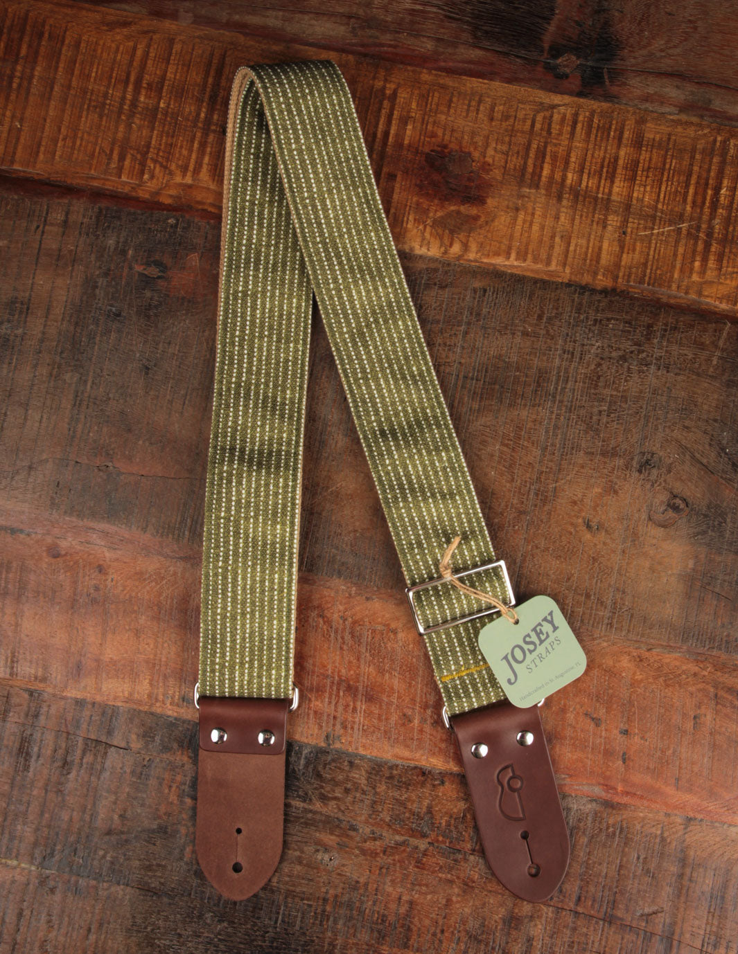 Josey Straps Mr. Green Jeans Guitar Strap w/ Chocolate Ends