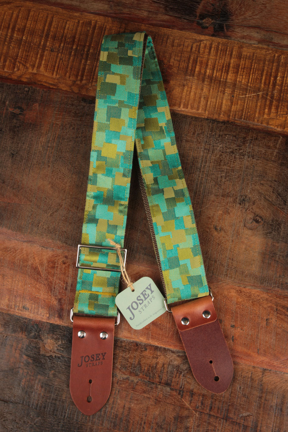 Josey Straps Verdant Noise Guitar Strap w/ Saddle Brown Ends