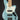 Turquoise electric bass guitar with a white pickguard on a black background