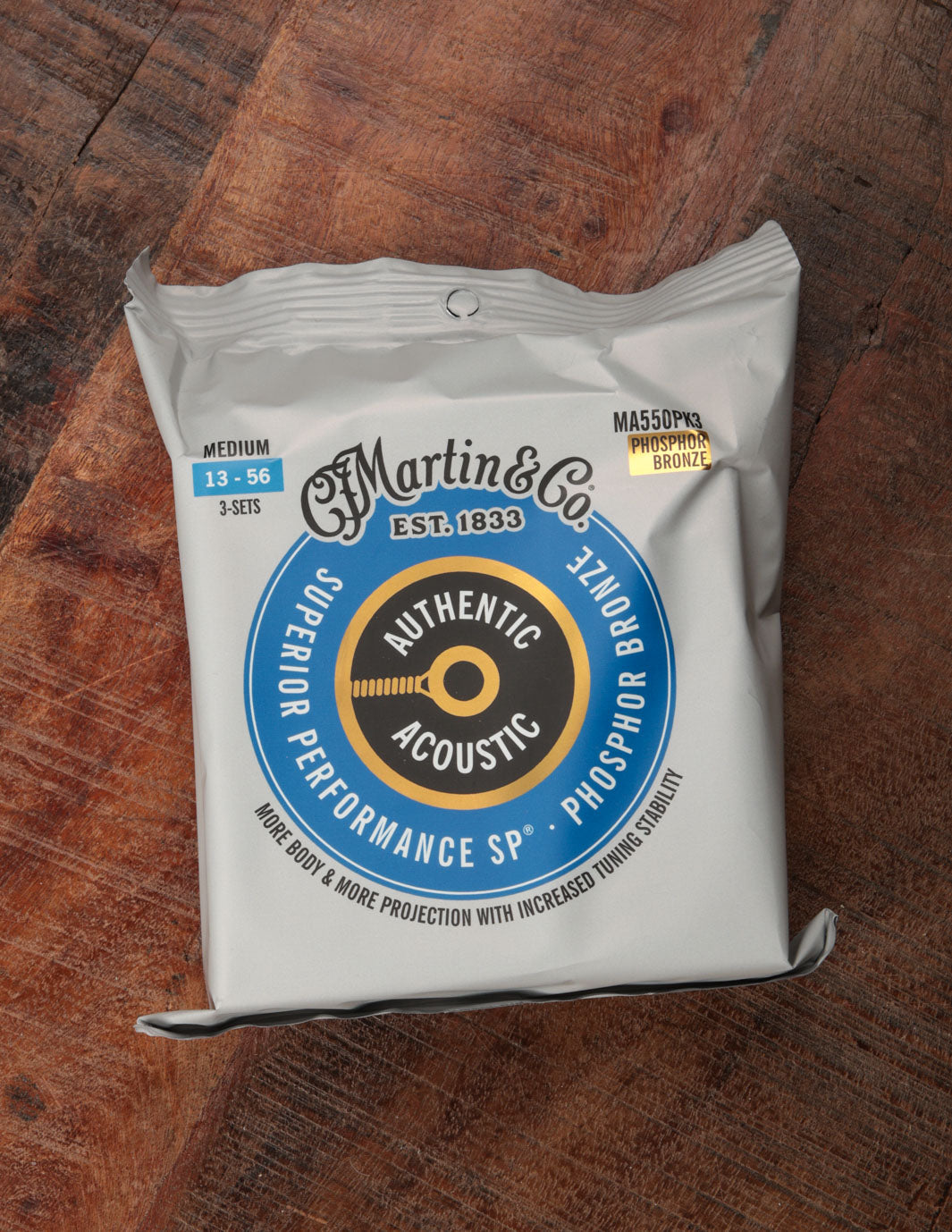 Martin Authentic Acoustic MA550 Medium Strings, 3 Pack