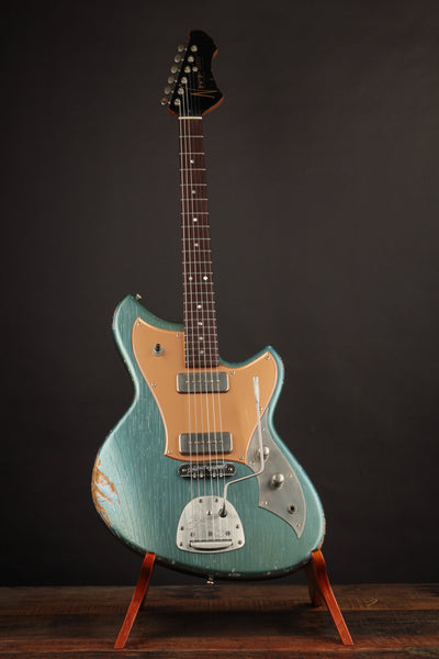 Novo Guitars Serus J Aged Pelham Blue w/Gold Plexi Pickguard