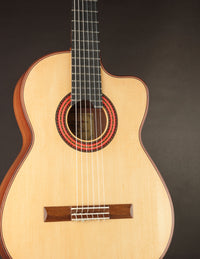 Classical guitar with a dark background