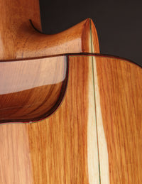Close up of the heel on a classical guitar
