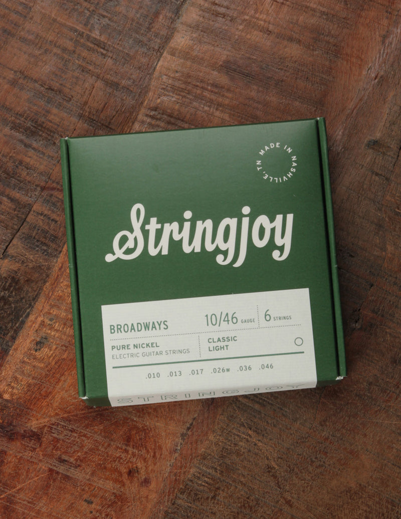 Stringjoy Broadways Classic Light Gauge (10-46) Pure Nickel Electric Guitar Strings