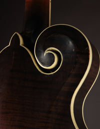 Close of the mandolin's scroll, back view