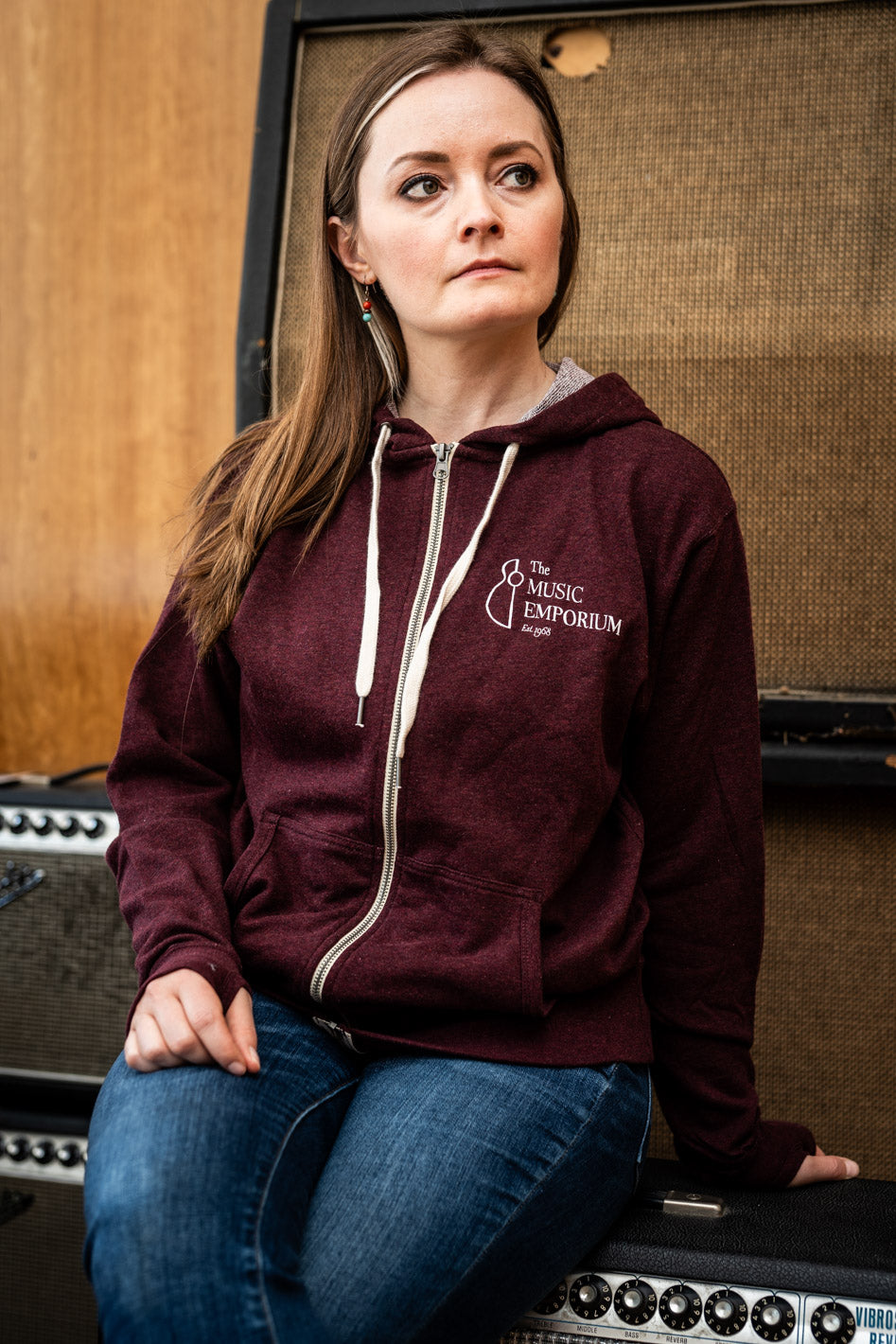 TME Terry Zip Hoodie Burgundy Heather (Unisex)