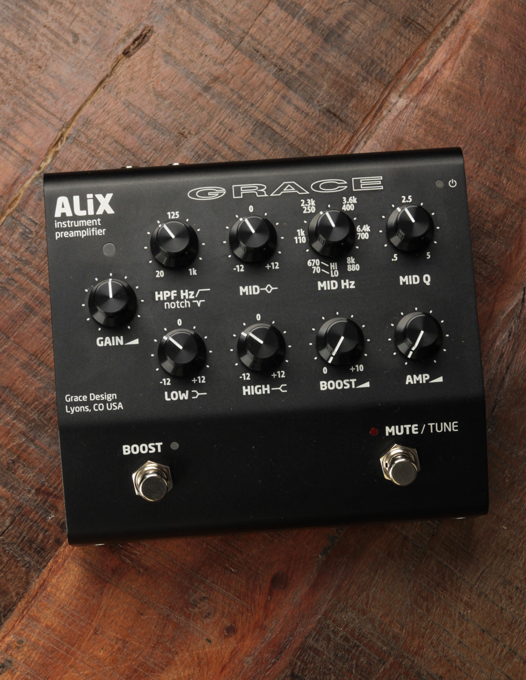 Grace Design ALiX Acoustic Instrument Preamp / EQ / DI / Boost Pedal, Black