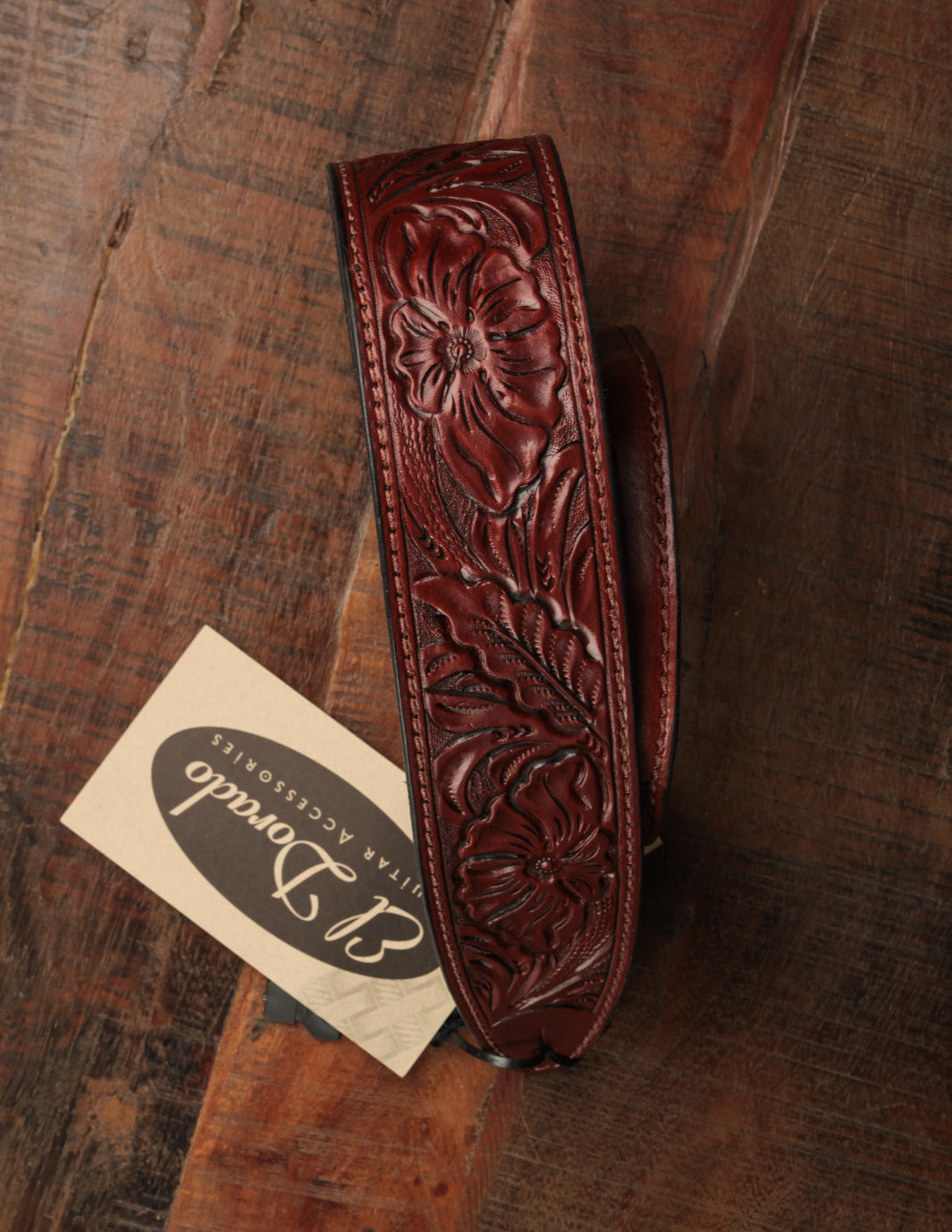 El Dorado Hand-Tooled Wild Rose Durango 2 1/2" Guitar Strap