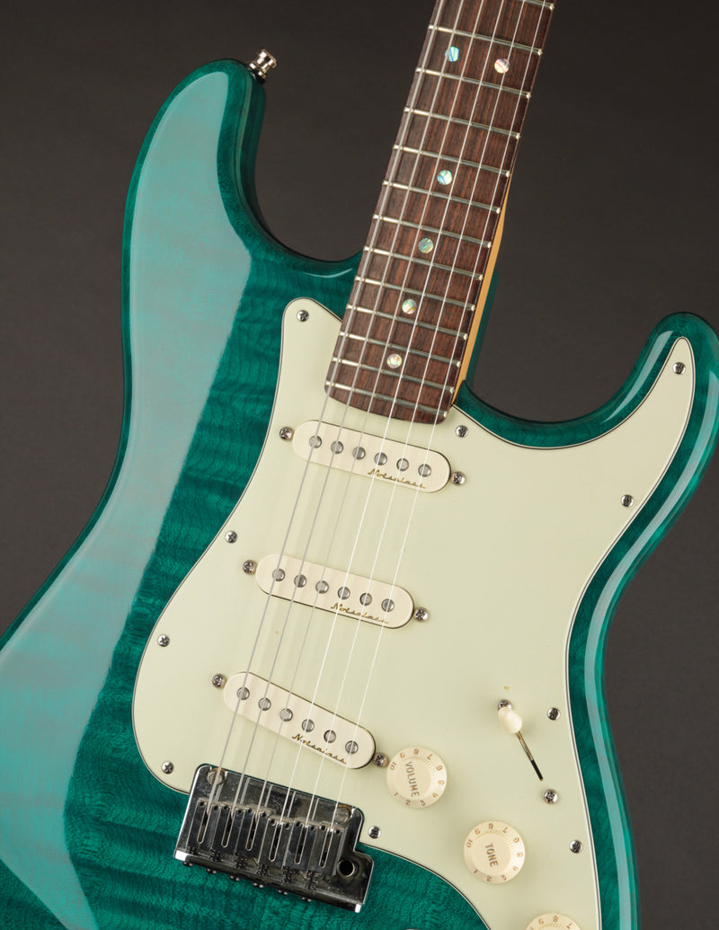Fender American Deluxe Stratocaster Designer Edition, Transparent Teal Green (USED, 2000)