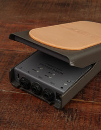 View of the Lehle Mono Volume pedal's input and output jacks. 