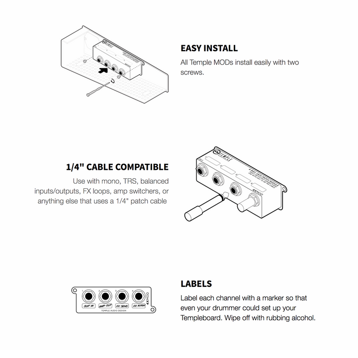 Temple Audio 4-Way Jack Module パッチ・モジュール Temple Audio Design 4-way MOD-4X Jack Patch Module – United